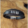 Edelstahl-Armband 1A K-Leder schwarz (Paketpreis)