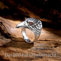 Adler Ring mit Rot Stein...