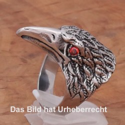 Adler Ring mit Rot Stein 28STR94