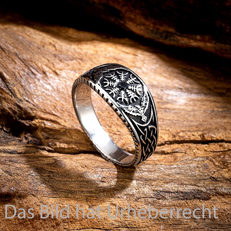 keltischem Motiv ring mit schwarzem stein 28STR96