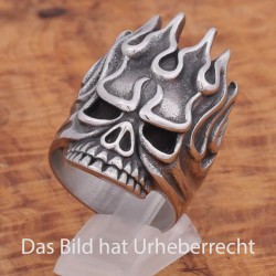 Totenkopf Flammen Ring...