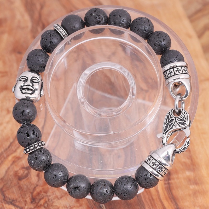 Lavastein Armband mit Edelstahl 5ST50